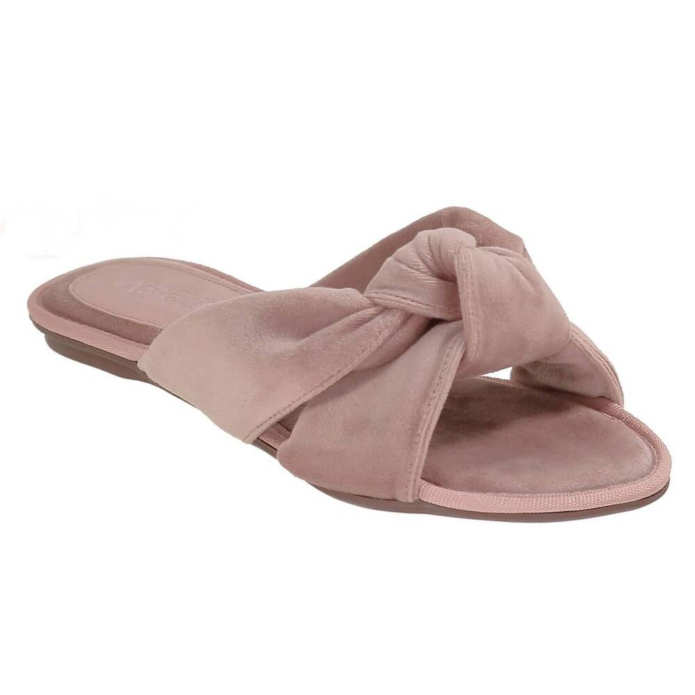 NEW BRUNO MENEGATTI women's valentina chloe velvet knotted flat slippers in rose
